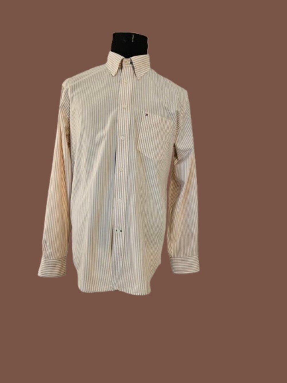 TOMMY HILFIGER ACADEMY POPLIN MEN'S LONG SLEEVE DRESS SHIRT - SIZE LARGE